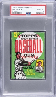 1962 Topps Baseball Unopened Five-Cent Wax Pack - PSA NM-MT 8